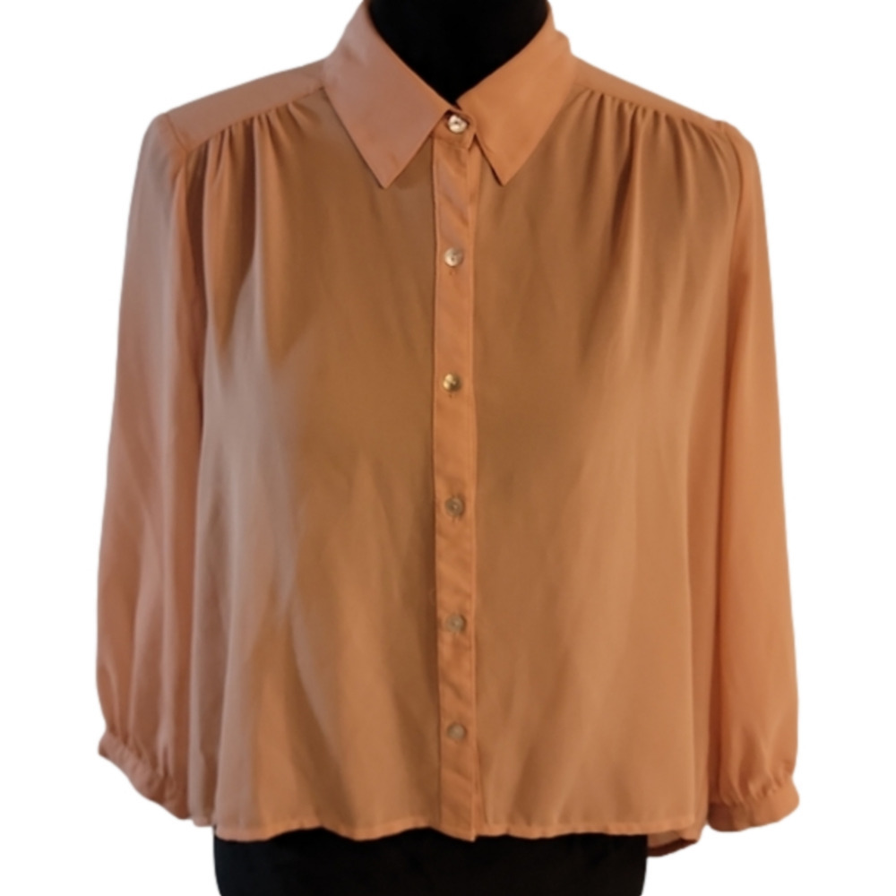 Forever 21 Blush Colored Button-up Sheer Blouse Size Small